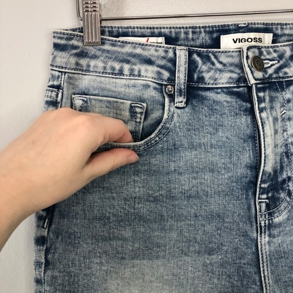 Vigoss Miley Pop Crop Denim Jeans Size 28 Light Wash Raw Hem - Picture 5 of 14